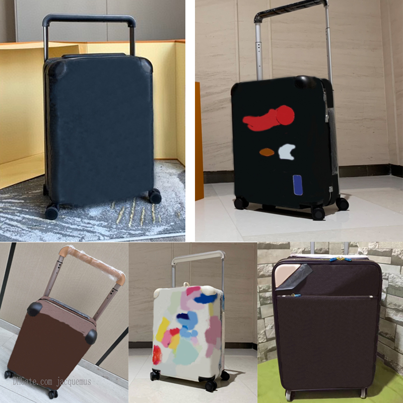 

7A quality spinner brown suitcases travel luggage horizon 55 men womens flower printing suitcase trunk bag universal wheel duffel rolling luggages briefcase