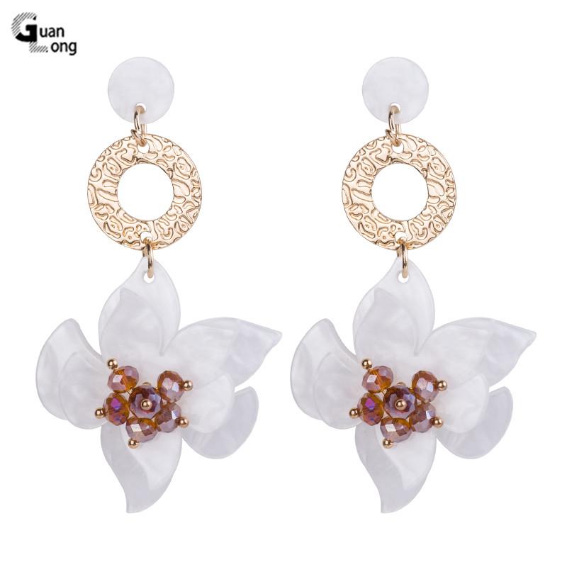 

Dangle & Chandelier GUANLONG Trendy Drop Big Acrylic Earrings For Women 2021 Statement Resin Fashion Jewelry Long Flowers Brincos