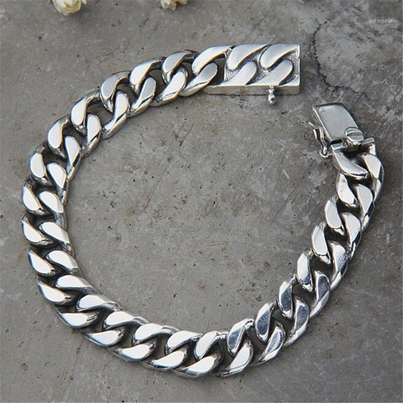 

Miami Cuban Chain Bracelet Men 925 Sterling Silver Curb Chain Link Bracelet Biker Hippie Hip Hop Men Jewelry Party Gifts1