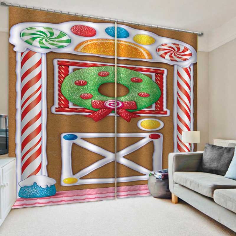 

Custom 3D Printing Curtain Red Curtains For Living Room Bedroom Window Kitchen Door Curtain Christmas Drapes, As the photo