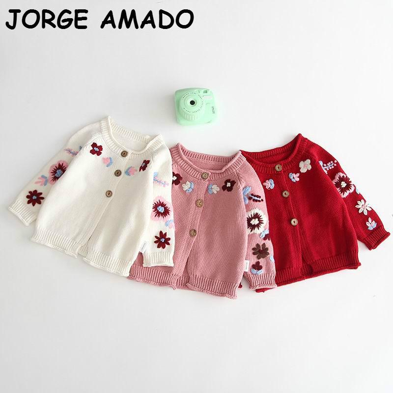 

Baby Girl Sweater Embroidery Long Sleeve Knitted Cardigan Outerwear Children Clothing Winter Baby Girl Clothes 0-3T E83020, Pink