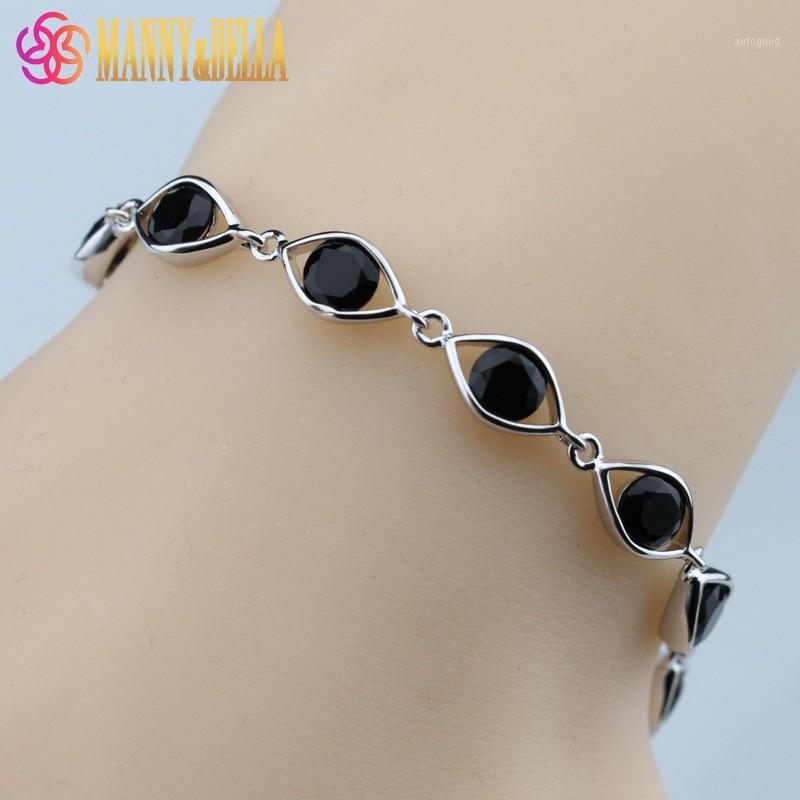 

Link, Chain Silver Color Simple Black Zircon Bracelet Health Fashion Jewelry For Women Free Box SL1011