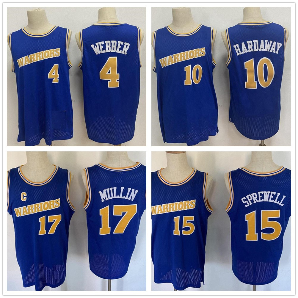 

Vintage 1993-94 Basketball Jerseys 10 Tim Hardaway 4 Chris Webber 17 Mullin 15 Latrell Sprewell Retro Rick Barry 24 Stitched Shirts, Black