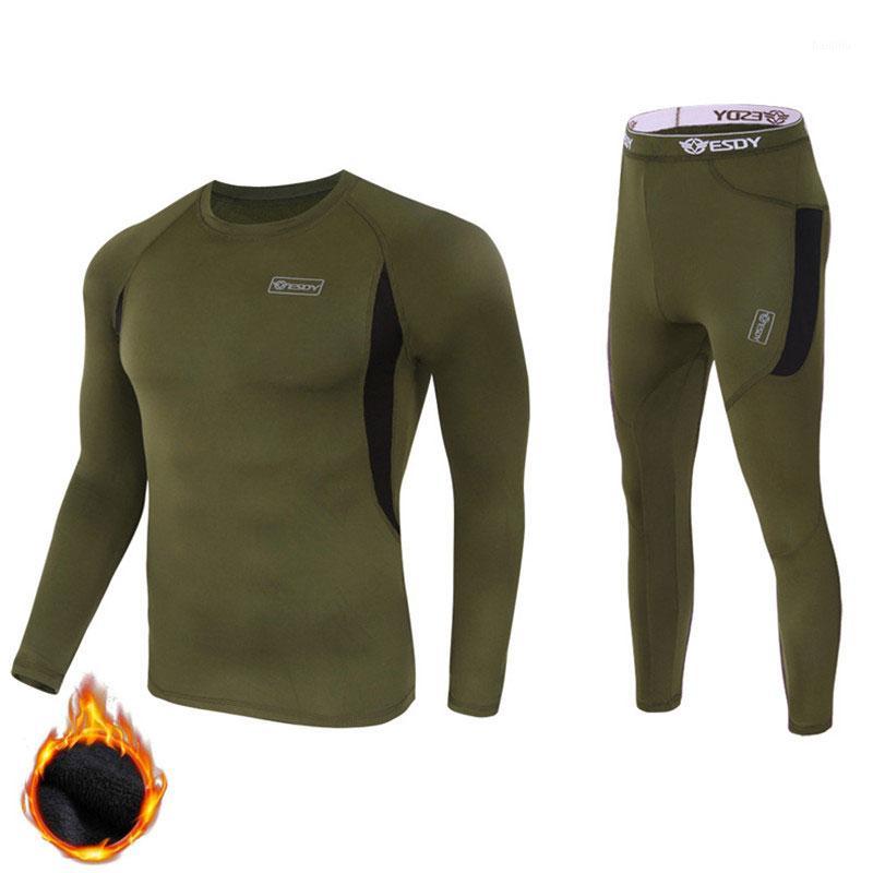 

Men GYM Suits Sports Fitness Sets Workout Exercise Jogging Hiking Skiing Top Long Tee Shirts + Running Tights Fleece Tracksuit1, Black