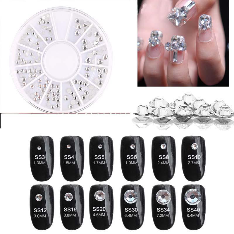 

1 Wheel Nail Rhinestone Wheel T37673 Mix Shape Rhinestones For Nails Round/Crystal Stones Nail Art Decoration In TYEWU2629, Silver;gold