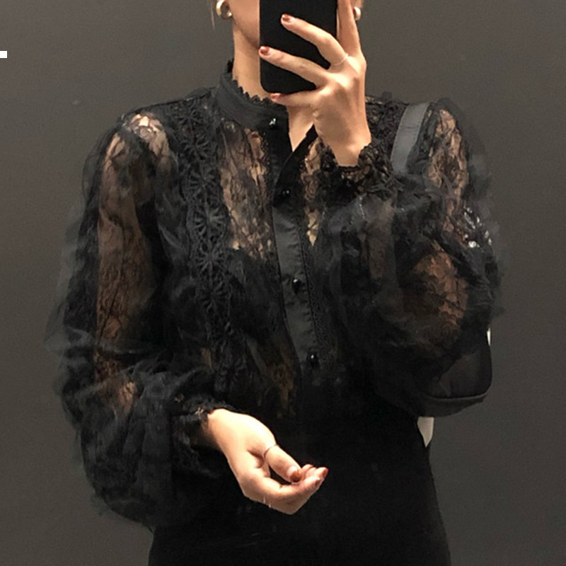

New Fancy 2021 Fashionable Sexy Luxury Designer See Through Shirt Woman Autumn Street Wear E6oa IG8Z
