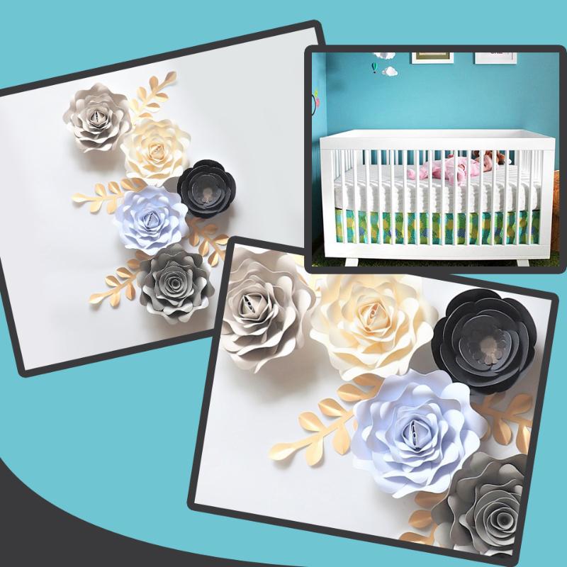 

Handmade Cardstock Rose DIY Paper Flowers Leaves Set For Wedding & Event Backdrops Decorations Nursery Wall Deco Video Tutorials, Custom color