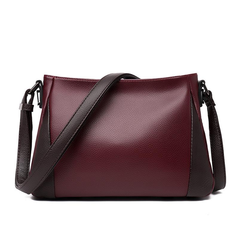 

Hot Sale Soft Leather Hobos Bags Ladies Fashion panelled Color Leather Women's Handbags Shoulder Bags For Women Messenger, Black