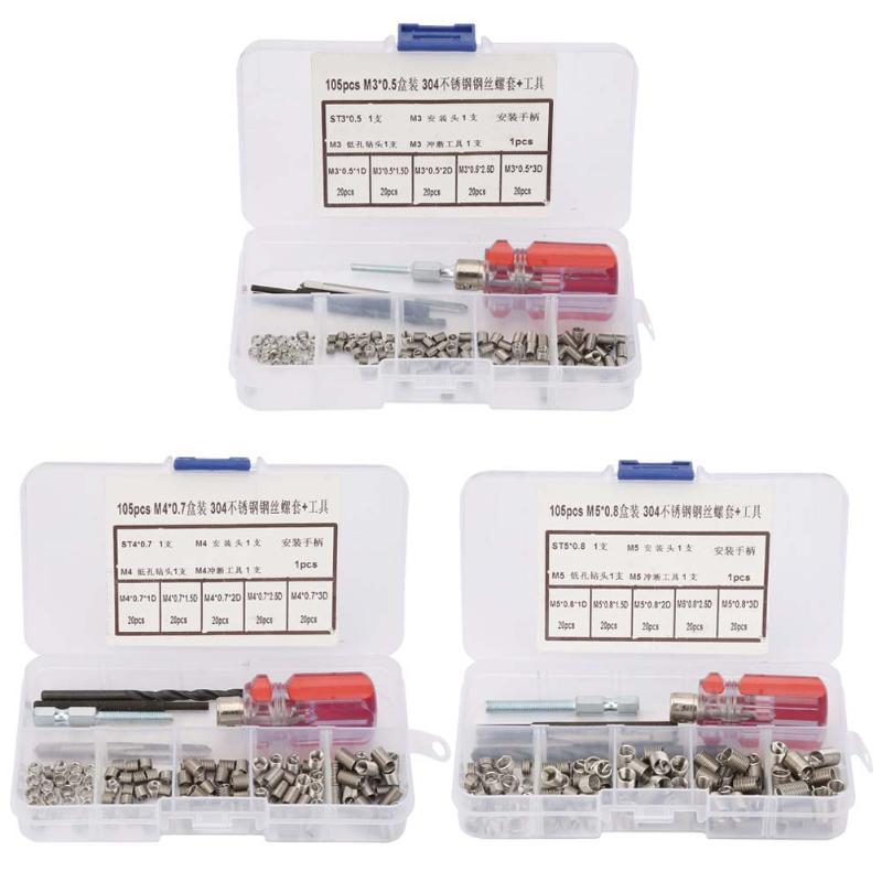 

105Pcs/set M3 Stainless Steel Wire Thread Repair Insert Kit Tool Set