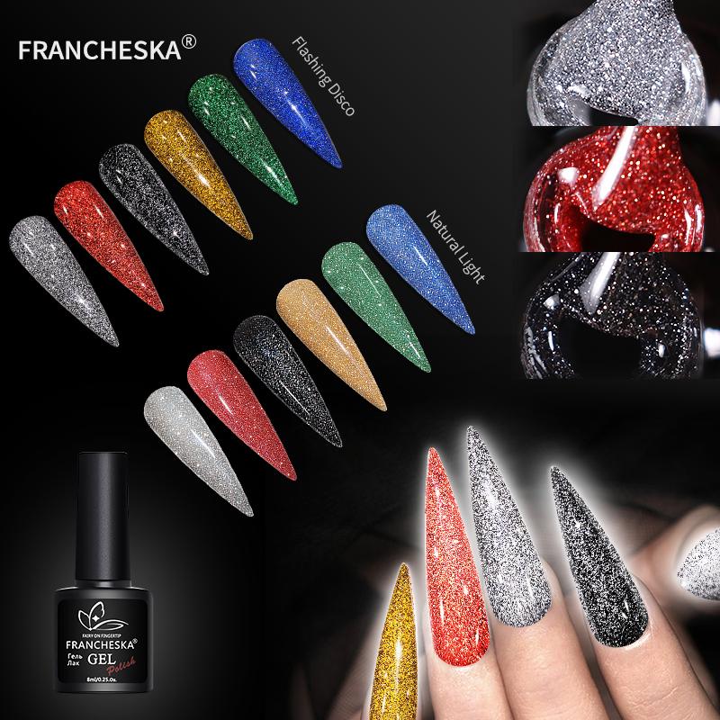

FRANCHESKA Nail Art Glitter Flash Nail Glue Phototherapy Glitter Disco Gel 8ml, 04