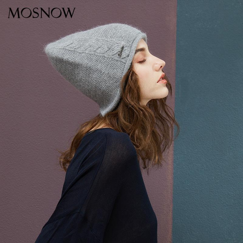 

2020 New Women Baggy Bonnet Beanies Female Hair Wool Knitted Winter Hats Soft Skiing Slouchy Beanie With Back Opening, Black