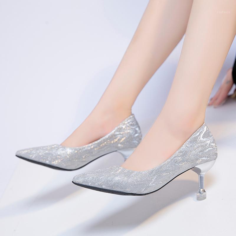 

Sequin Women High Heels Party Sexy Stiletto Heels Glitter Pointed Toe Pumps Women Thin Heel Shoes Silver Pink Plus Size 34-421