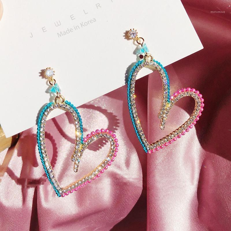 

MENGJIQIAO Korean New Luxury Rhinestone Hollow Heart Drop Earrings Mujer Moda Bijoux Elegant Party Brincos Pendientes Jewelry1