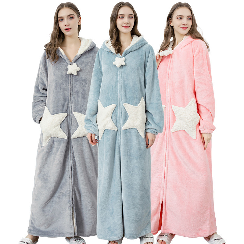 women's long fleece nightgown