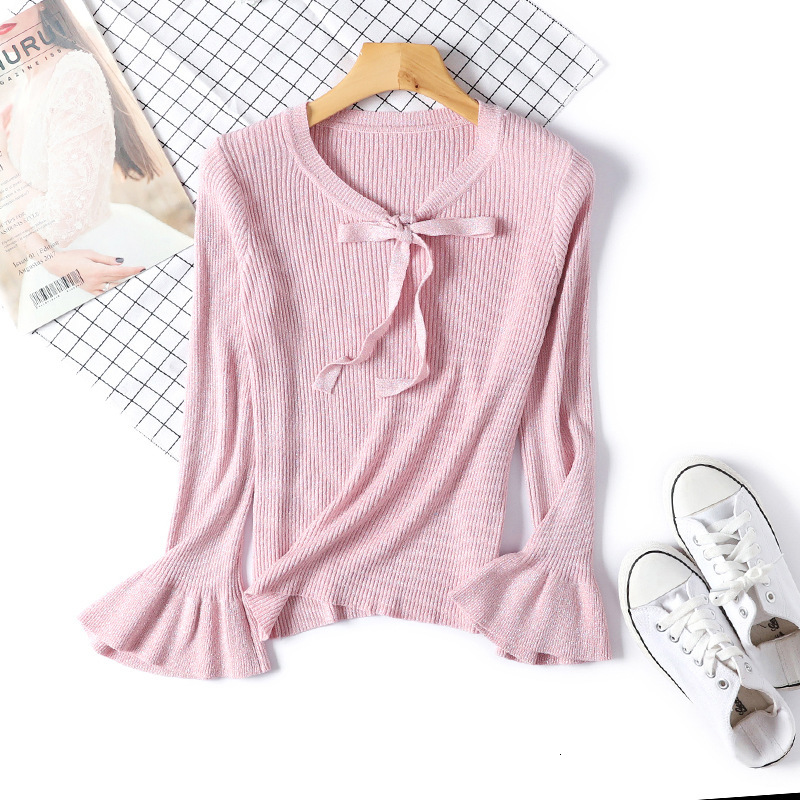 

2021 New Vintage Thick Autumn Winter Sweater Pullovers Women Ruffled Collar Long Sleeve Bow Female Soft Pullover Top 3c9o, Gray