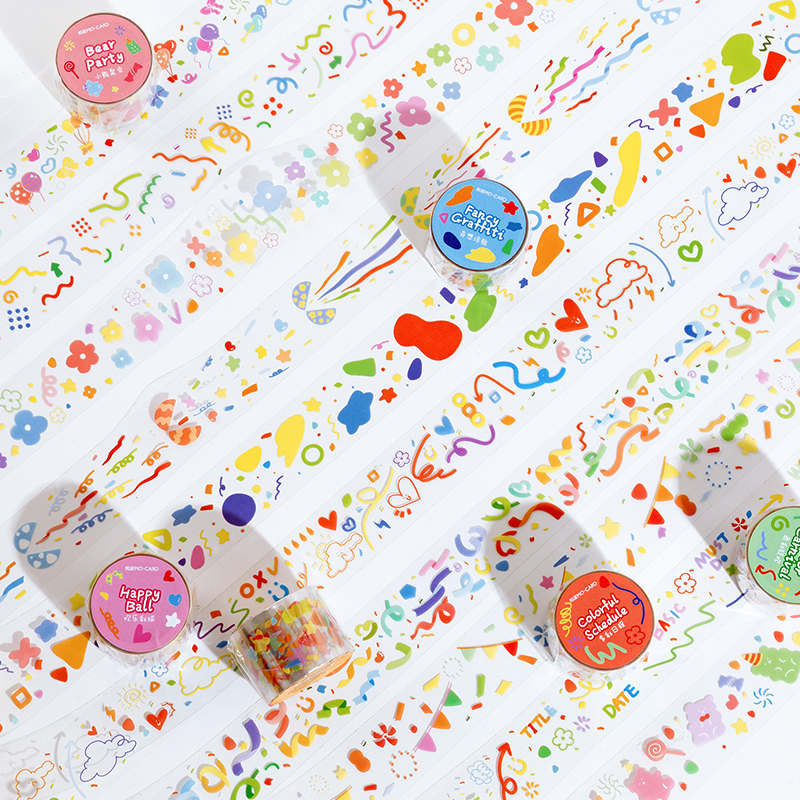 

Kawaii Tape Decorative collage Scrapbooking Stickers Japanese Paper 10 Design Stick Label aesthetic Gift Sealing Masking tape