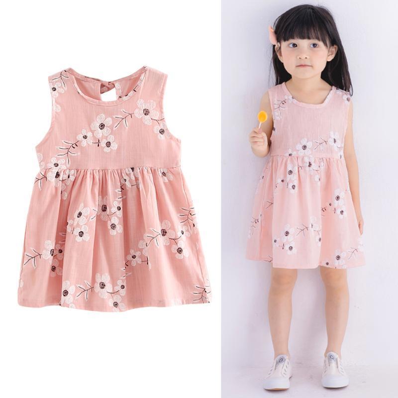 

Summer Dresses Print Infant Toddlers Princess Baby Girls A-Line Lovely Sleeveless Elegant Simple GirlKidsCute Soft CottonClothes1, Blue