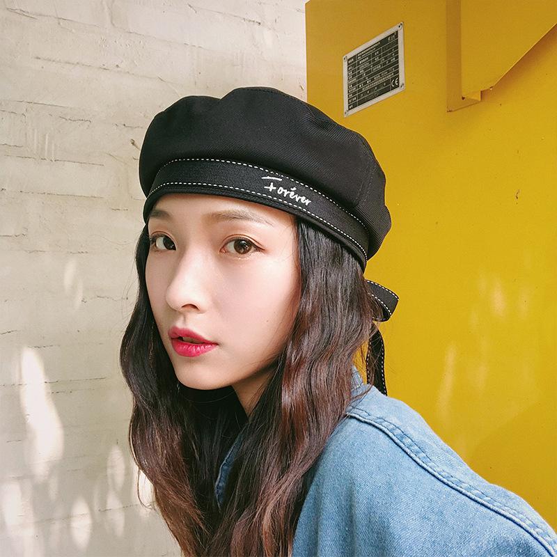 

Casquette Beret Female Korean Version of The Wild Tie Painter Hat Retro Autumn and Winter Boinas Para Mujer Berets Cap for Women, White