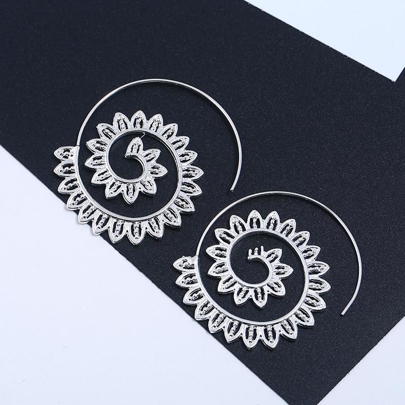 

Exaggerated Round Big Circle Spiral Swirl Hoop Earrings Gold Metal Color Gear Earrings for Women Jewelry Pendientes Aro E662-G