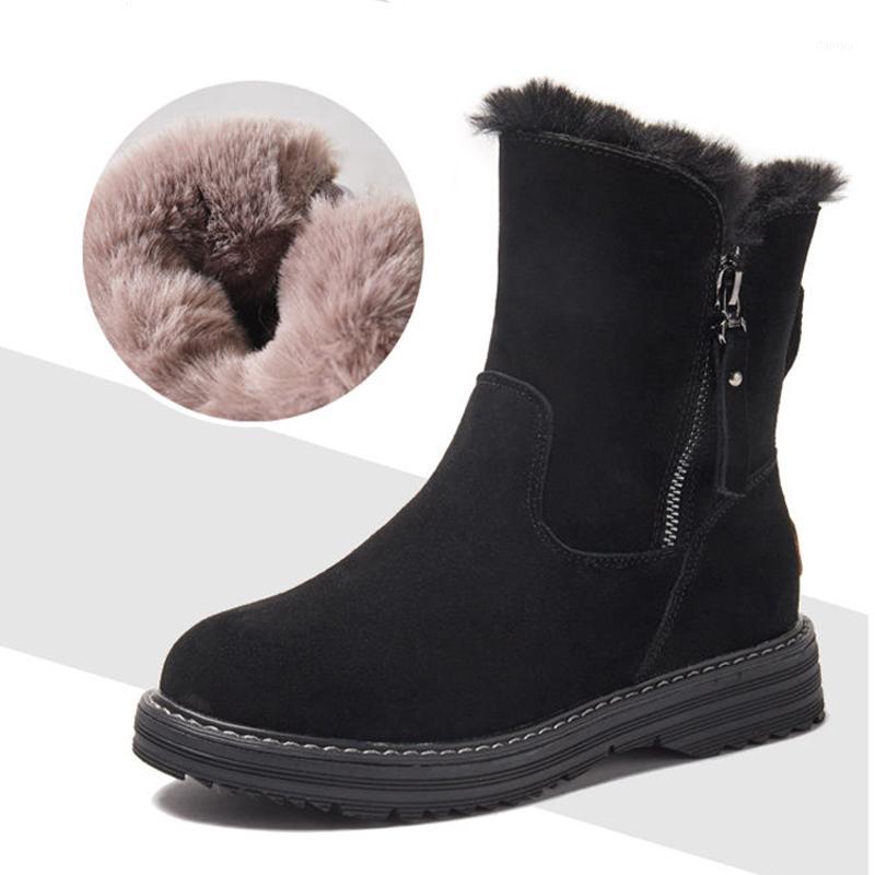 

Winter Boots Women Short Plush Ankle Boots Zip Suede Botas Shoes Women 2020 Warm Ladies Botas De Mujer1, Black