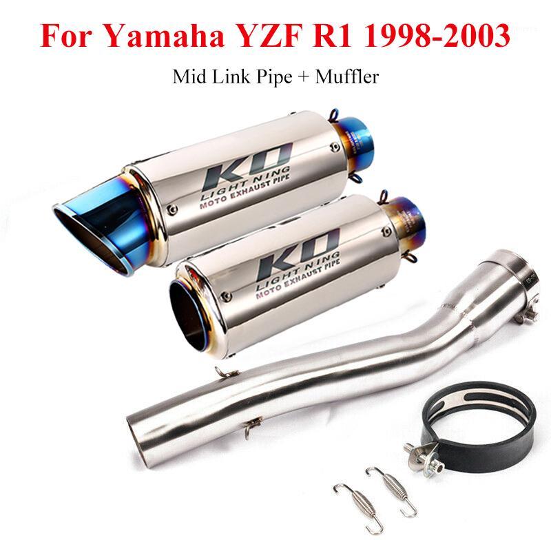 

Slip On R1 Motorcycle Exhaust Tips Muffler Pipe Connecting Middle Link Tube For 1998-2003 YZF R1 Exhaust System1