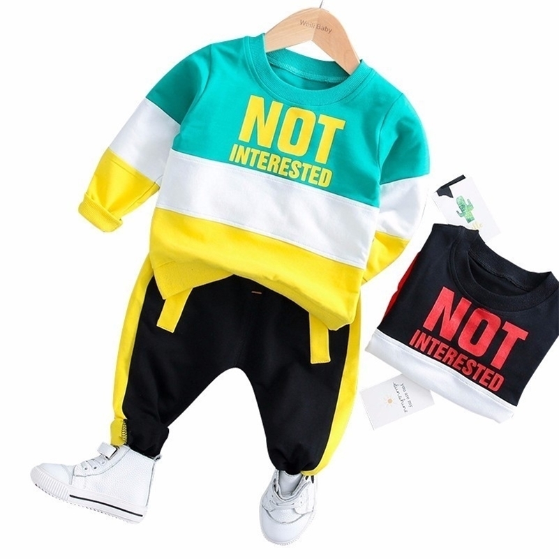 

New Spring Baby Girl Boys Clothing Infant Clothes Suits Casual Sport Cotton T Shirt Pants 2PCS/Sets Kid Child Toddler Tracksuits 201031, Jg cjlu f yellow