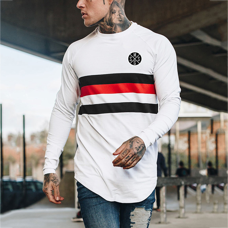 

New Running T Shirts Men Bodybuilding Joggers Rashgard Gym Clothing Cotton Fitness Long Sleeve T Shirt Patchwork Sport Shirt Men T200704, Black