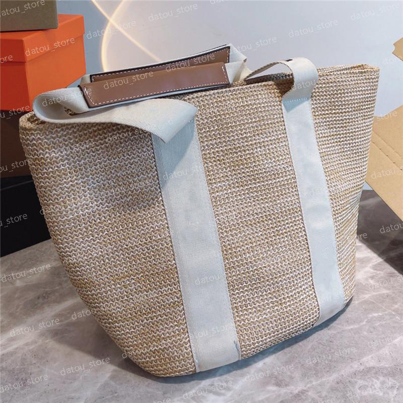 

Woody Straw Totes Women Bucket Bag Fashion Luxurys Designers Basket Handbags Summer Beach Large Tote Bags Shoulder Bag 2021, Khaki