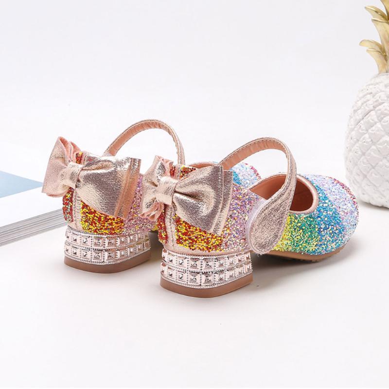 

Low-heeled Shoes Girls Sparkle Rainbow Shoes for Children Princess Dance Party Formal Flower Girls Vanlentine's Day, Pink