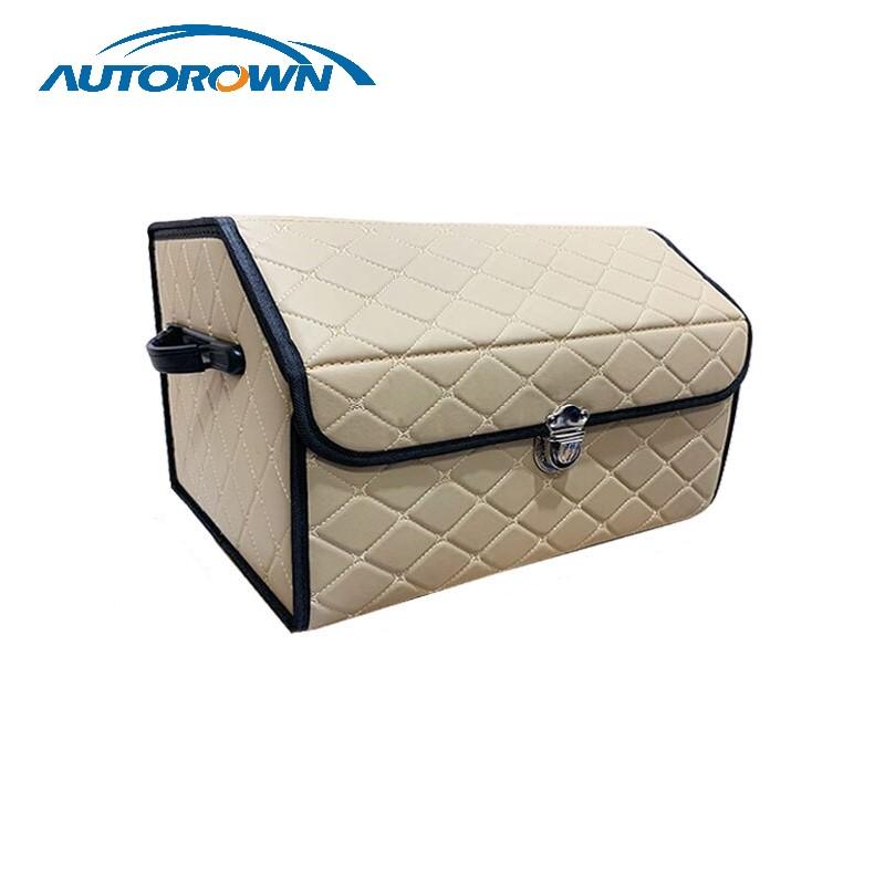 

AUTOROWN PU Leather Trunk Organizer Box Storage Bag Auto Interior Accessories Multipurpose Collapsible Car Trunk Organizer Box
