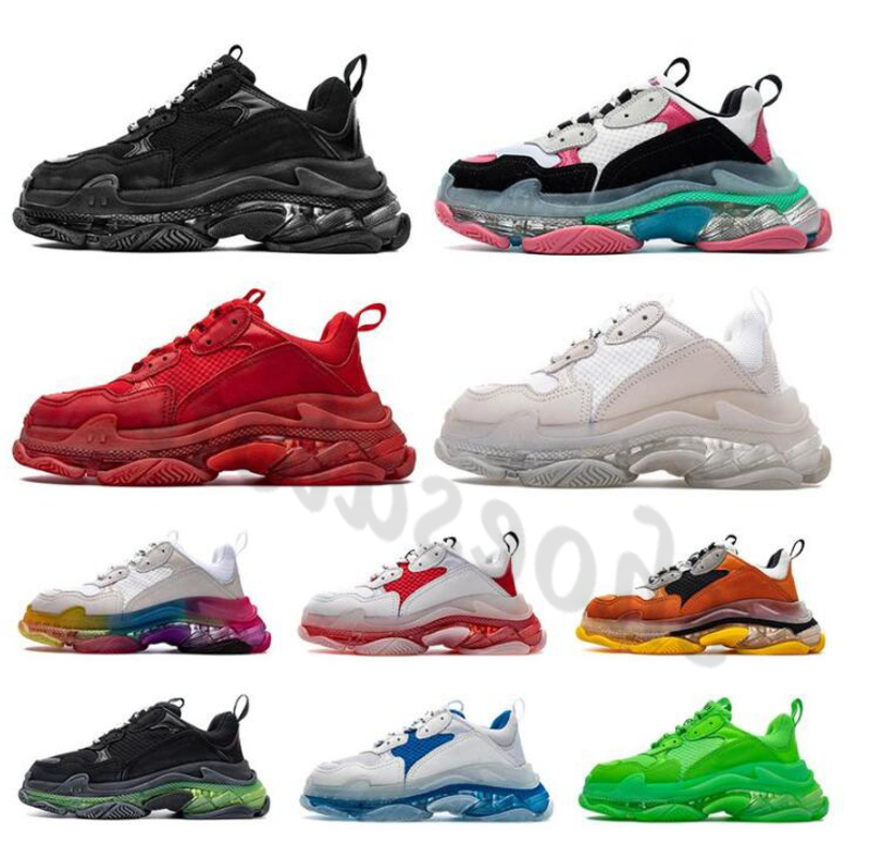 

Designer Triple S Clear Bubble Midsole Men Women Green Black White Triple-S Casual Shoes Sneakers Increasing Leather # W3dI#, 14