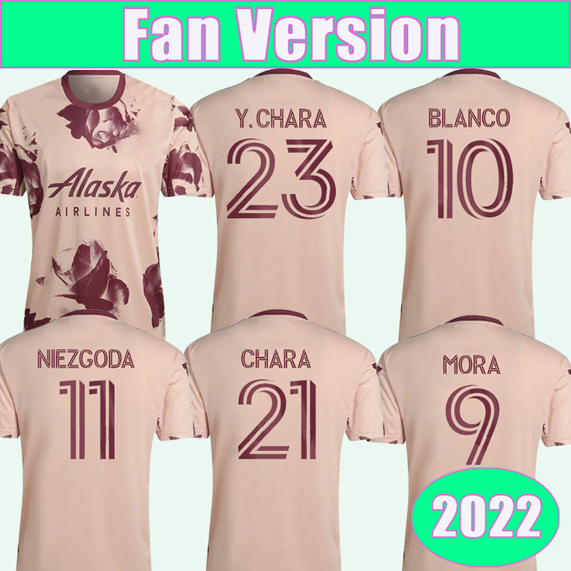 2022 Portland Timbers Mens Soccer Jerseys BRAVO MORA BLANCO NIEZGODA CHARA Y.CHARA Away Football Shirt Adult Short Sleeve