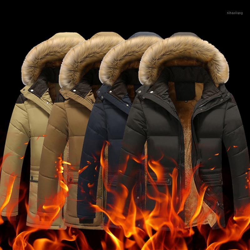 

Mens Winter Warm Slim Coat Faux Fur Collar Hooded Jacket Overcoat Outwear1, Blue