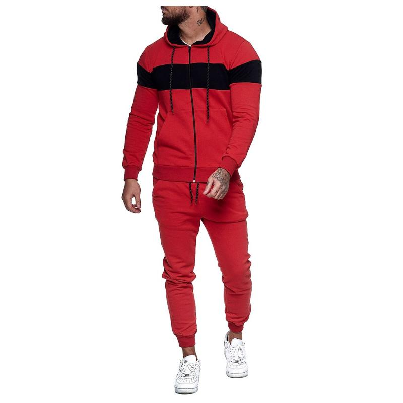 

2020 new Autumn and winter Men's Sets hoodies+Pants Harajuku Sport Suits Splicing Zipper Sweatshirt Top Pants Sets Sport Suit, Army green