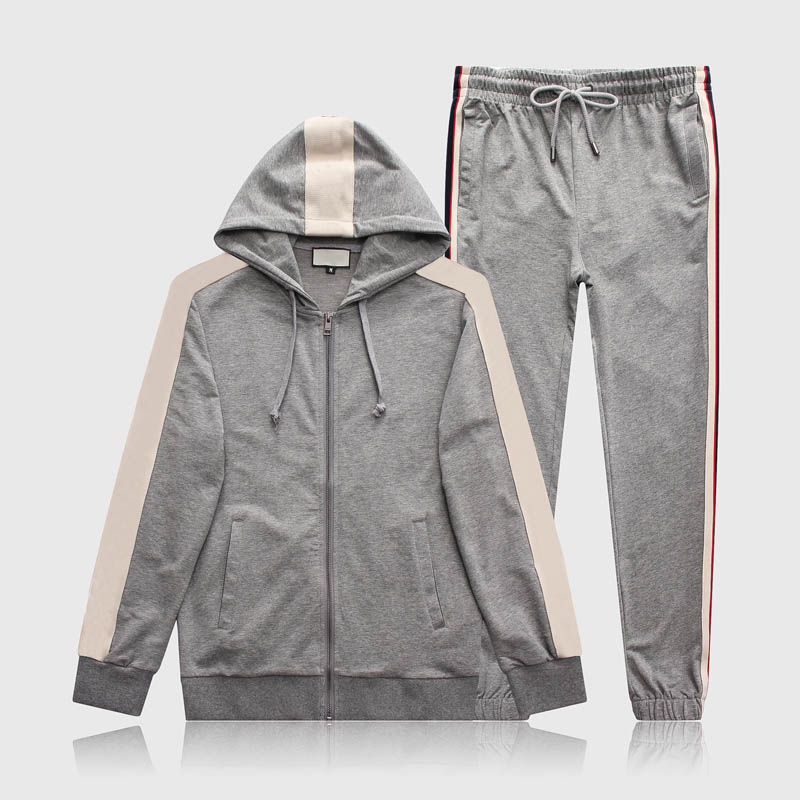 

New Designer Mens Tracksuit Luxury printing Casual Suits jackets + Pants Autumn winter Zipper Kits Running mens Hooded sports tracksuit, Black