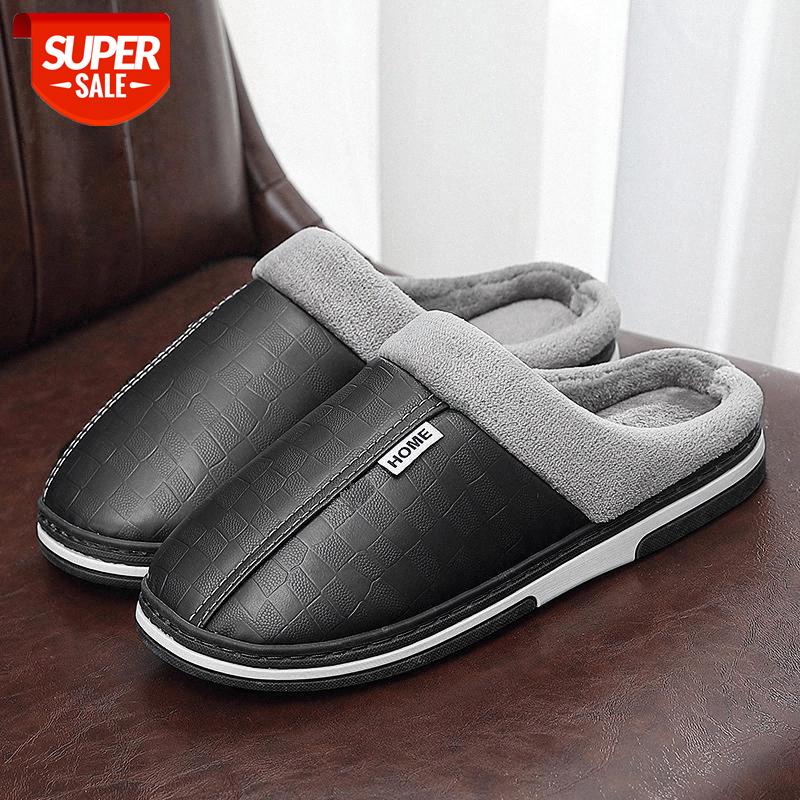 

Women Slippers Leather PU Waterproof Plush Slippers Non Slip Bedroom Home Comfy Casual Shoes Woman Soft House #Ym5l, Royal blue