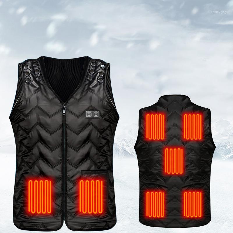 

5/7 Places Heated Vest Men Women USB Heated Jacket Heating Vest Thermal Clothing Hunting Winter Heating Jacket Black /L1, 5 heating areas