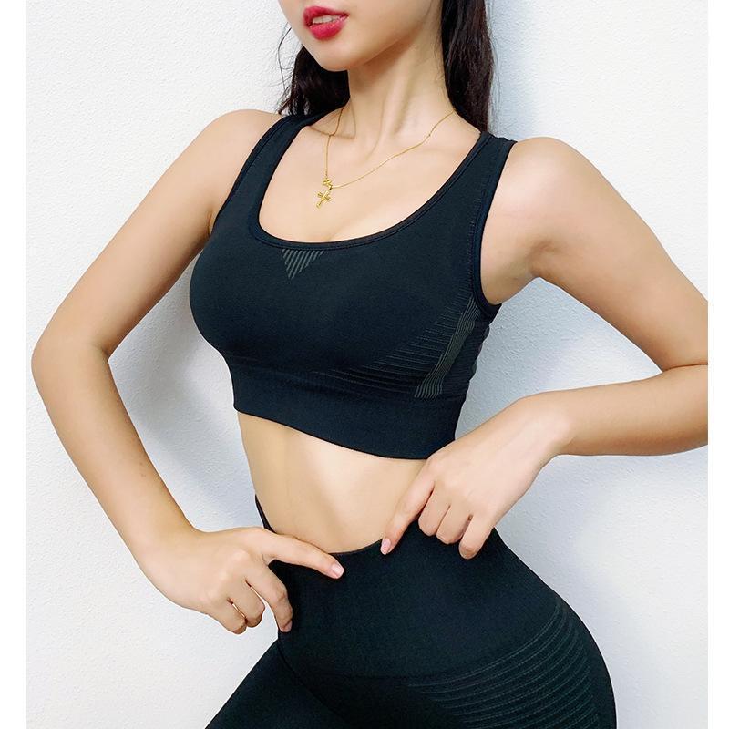 

LANTECH Sports Bra Yoga Sportswear Push Up Running Squat Top Training Women Fitness Gym Bra Seamless Workout Activewear1, Black