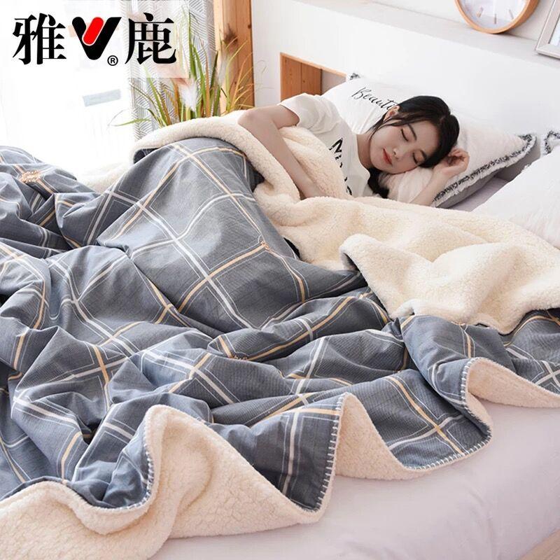 

Comforters & Sets Flannel Fleece Quilts Bedding Soft Fur Throw On Sofa/Bed/Plane Travel Blanket Printed Bedspread Cotton Duvet Cover, As the picture shows