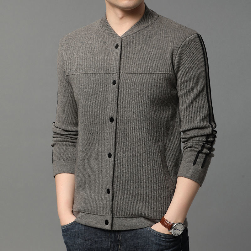 

Men's Autumn 2021 Thin New Cardigan Jacket Young Clothes JJJY, Gray.