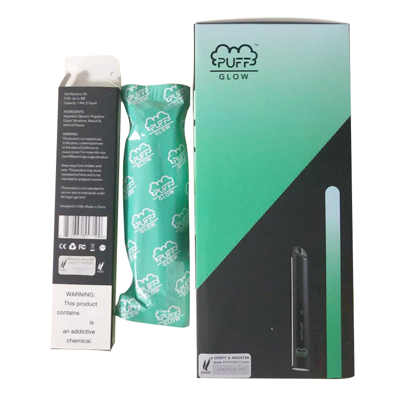 

PUFF BAR GLOW Disposable Vape Starter Kit 280mAh 300 Puffs 1.4ml Cartridge Vape Pen With Security Code LED Light Vaporizers PUFF GLOW