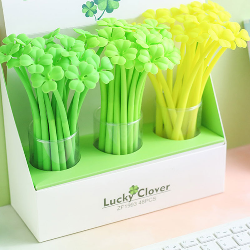 

Cute Four Leaf Clover Black Blue Ink Gel Pens Stationery Office School Supplies Wedding Birthday Christmas Gift