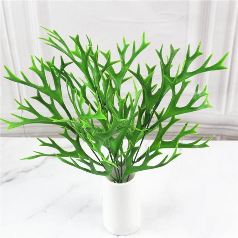

Artificial Plant Flocking Tropical Antlers Leaf Background Decoration Flower Arranging Accessories Fake Leaf Home Party Decor, Green