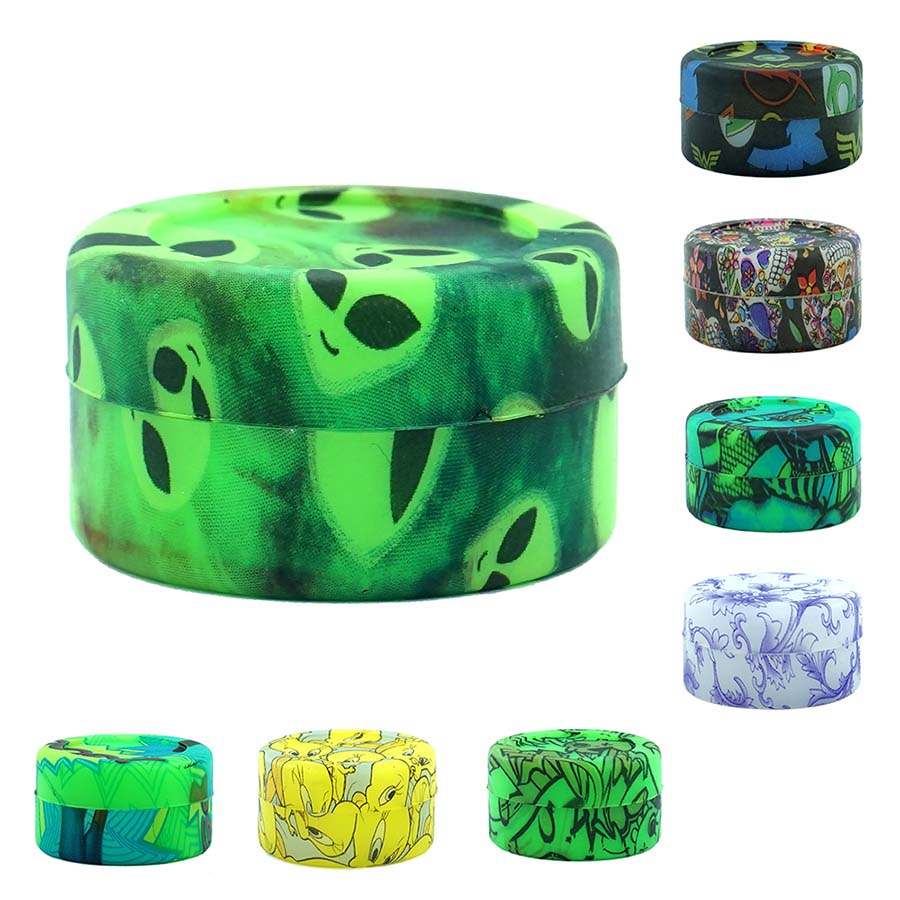 

New 5ml printed container Silicone Container Jar Wax Concentrate Wax Container Silicon Jar for Wax Silicone Jar Dab Via DHL