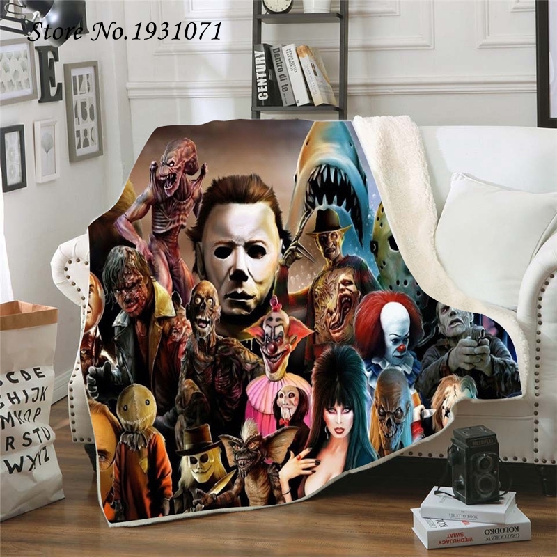 

Movie American Horror 3d Printed Fleece for Beds Thick Quilt Fashion Bedspread Sherpa Throw Blanket Adults Kids 08 IWO8