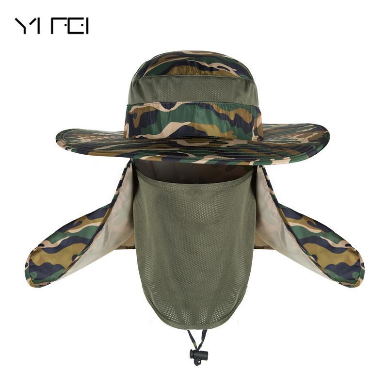 

New Summer wind-proof Sun Hats SPF 30+ UV Protection Fishing Hat Fisherman Cap Waterproof Big Bucket Hats with a wide brim, Army green