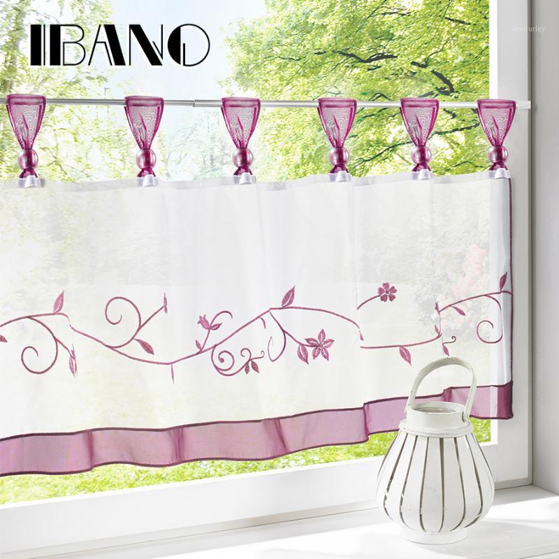 

Coffee Curtains Embroidery Floral Printing Sheer Window Curtains For the Kitchen Living Room Bedroom Voile Screening Panel Drape1