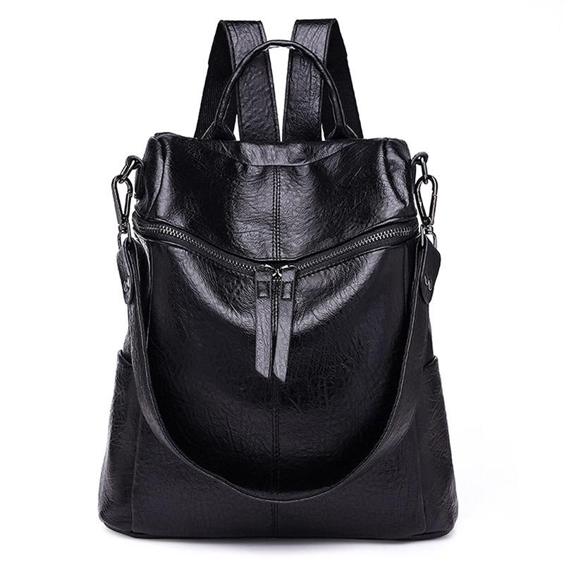 

Female Backpack New Korean Version Backpack Women The Wild Fashion Travel Backack Woman Bag Leisure Travel Leather Backpacks, Black