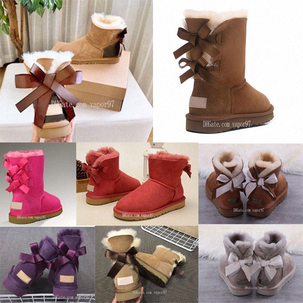 

2021 Classic australia wgg women platform womens boot girls lady uggs ugg bailey bow winter snow Half Knee Short boots 2020, Black