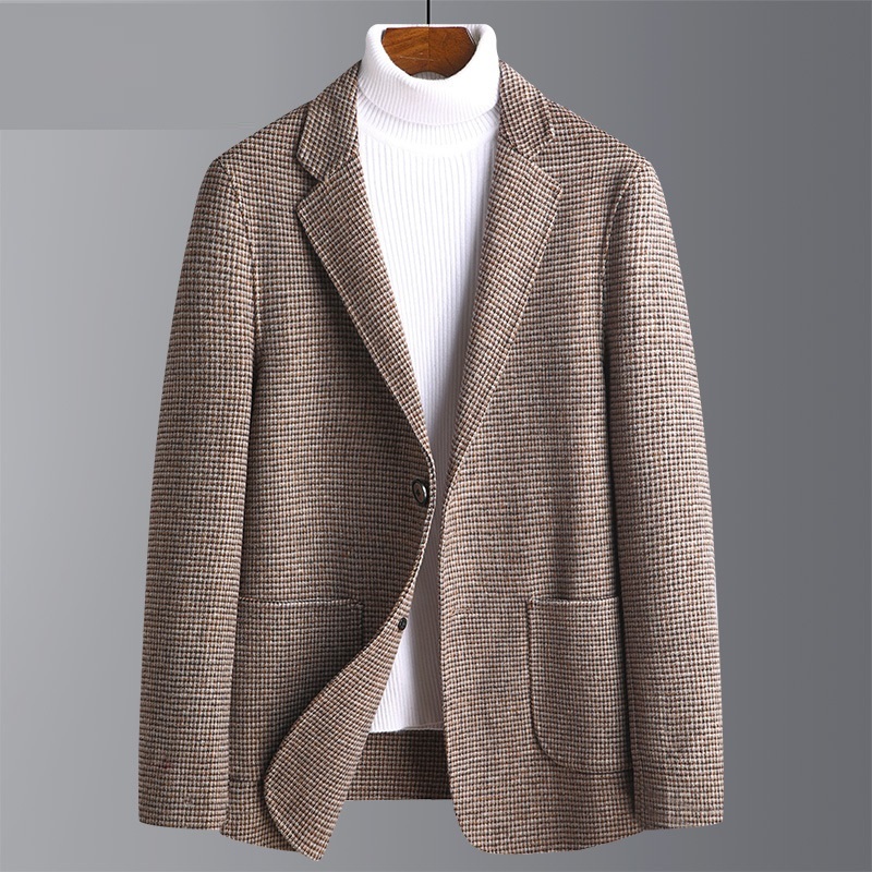

2020 Men's 50% Wool Blazers Fine Plaid High Quality Adjustment Autumn Winter Jacket for Man Formal Suit Deal 6bg4, 8819 yellow